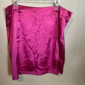 Pink satin mini skirt